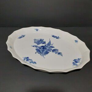 Vintage Royal Copenhagen Blue Flower Platter Serving Dish Tray Scalloped Edge